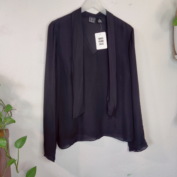 INC International Concepts Tops - NWT INC Silk Black Blouse Size 14